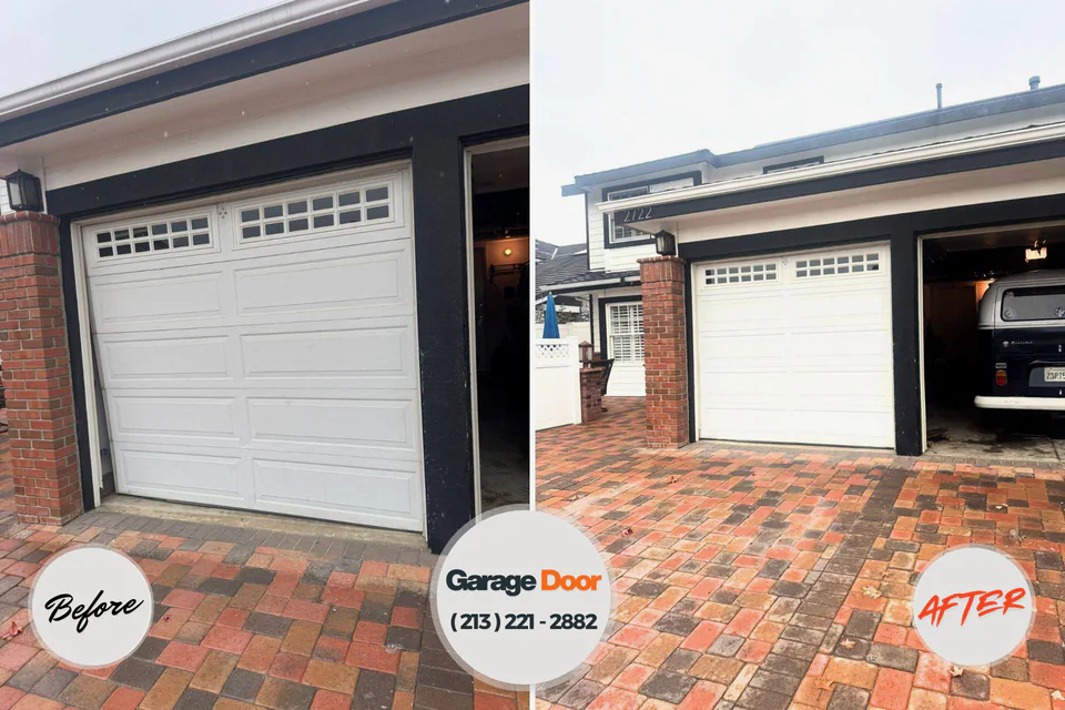 Before and after: garage door repair Burlington, NC